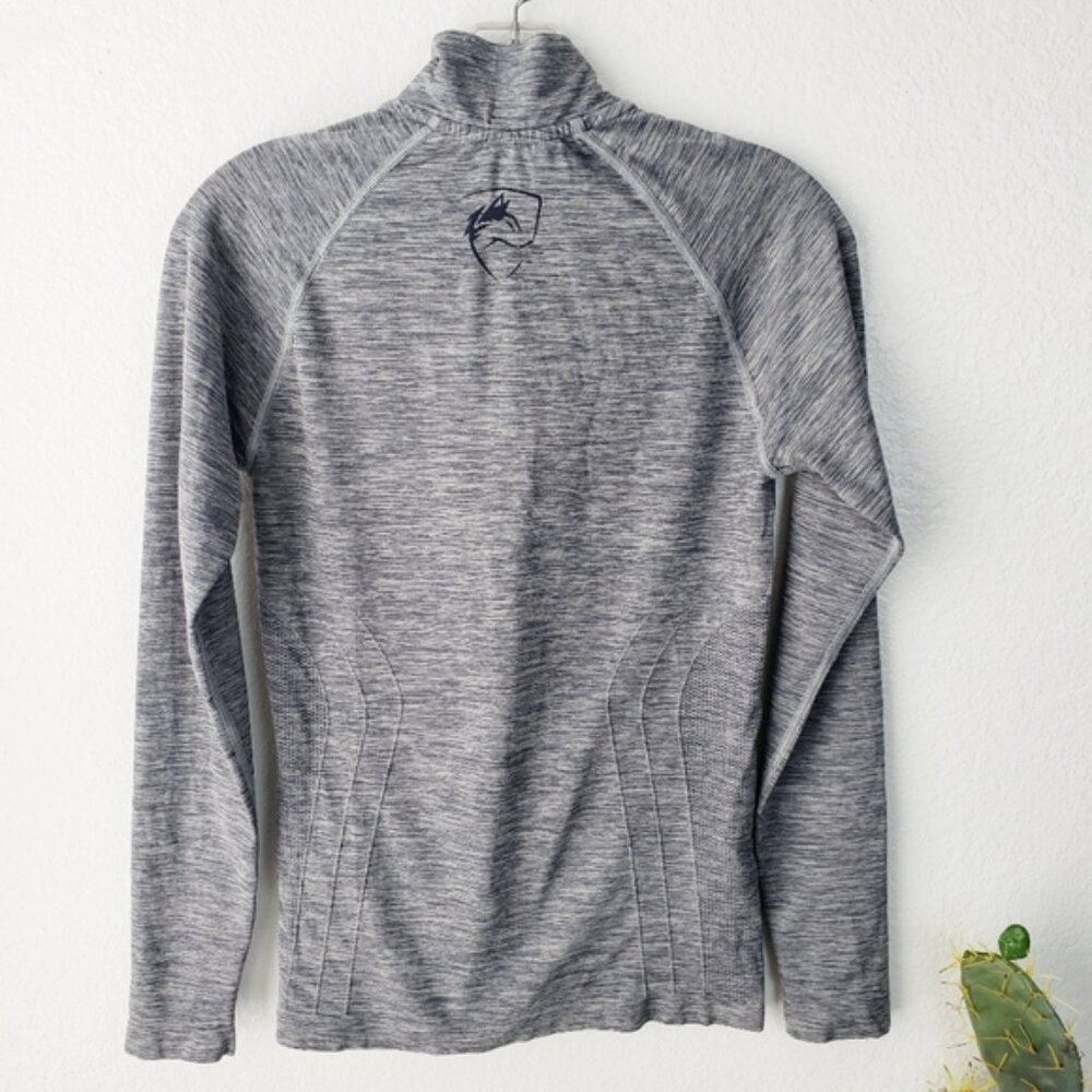 Alphalete Long Sleeve Seamless 1/4 Zip Top Heathered Gray size S Athleisure Gym - Picture 2 of 12